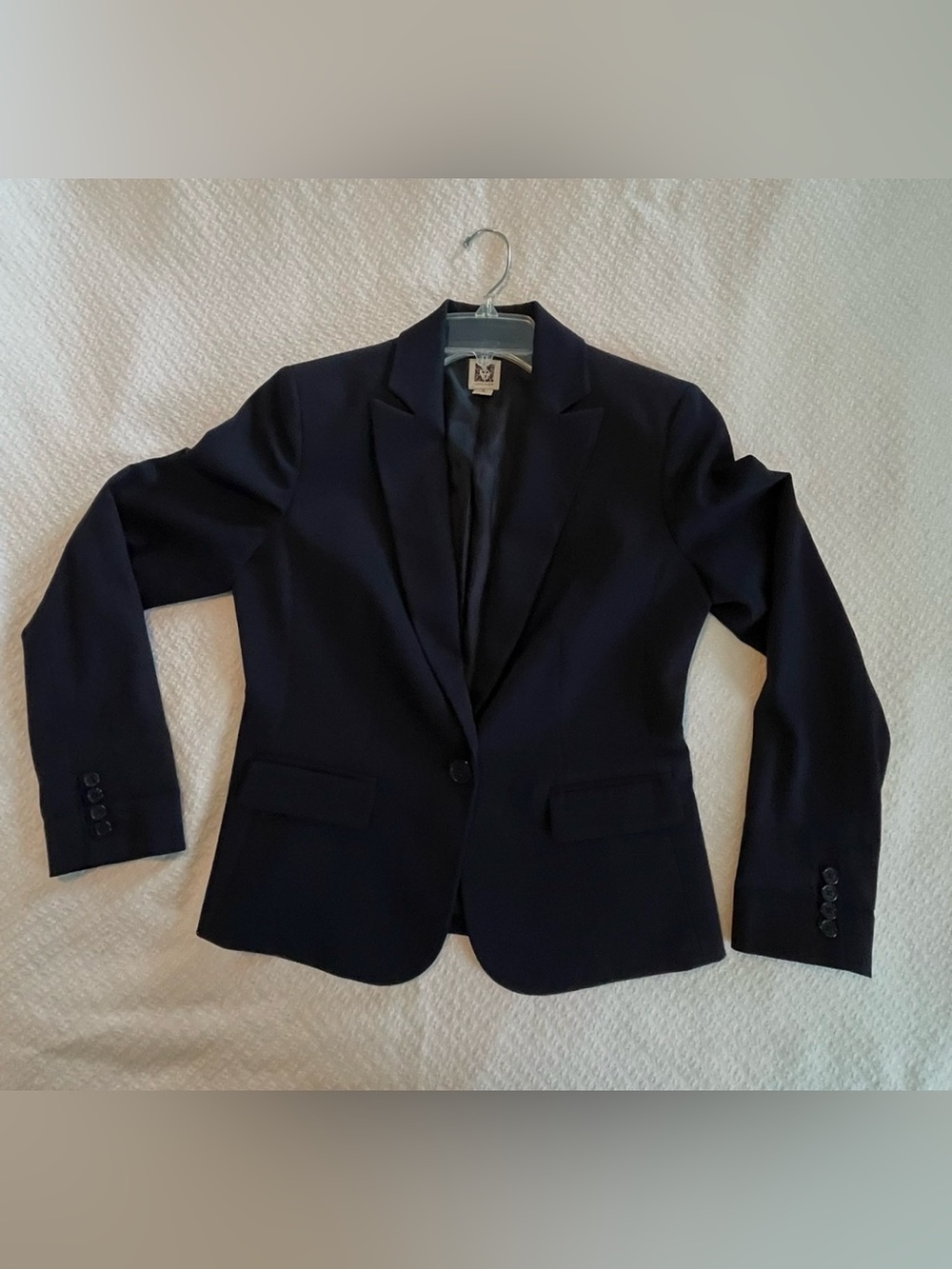 Anne Klein Women’s Navy Single-Button Lined Blazer Tailored Jacket Size 8 EUC - Picture 7 of 10